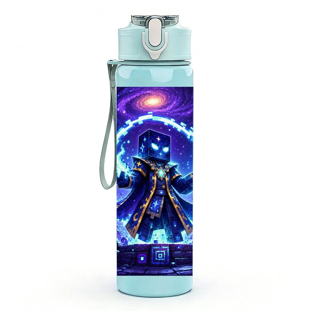 1PC Dark Cosmic Magic Energy Pattern 750ml Color Plastic Sports Water Bottle Leakproof Flip Straw Lid Suitable for Sports Office Home Use