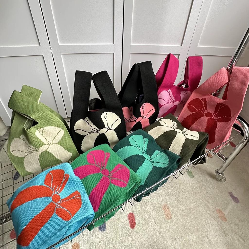 Women's Knit Tote Bag,Crochet Shoulder Bag,Small Woven Handbag,Portable Purse