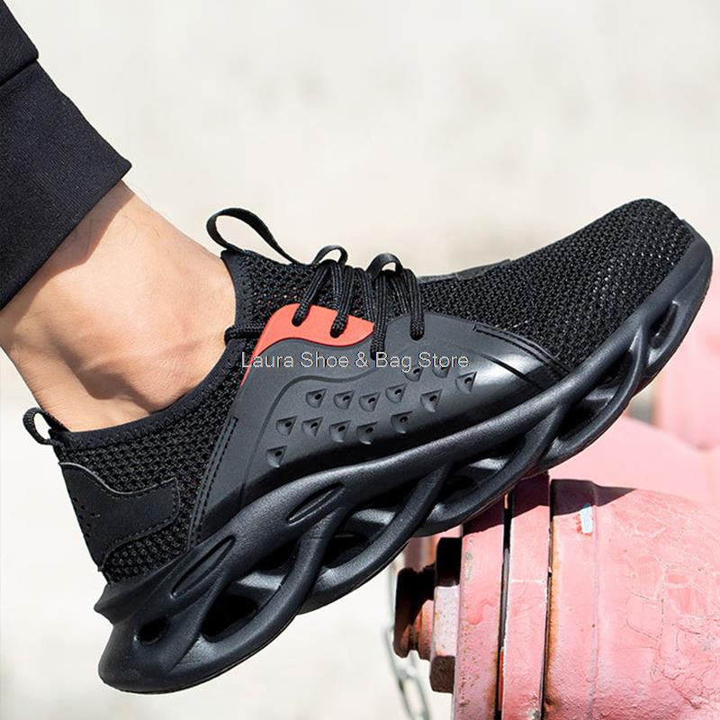 Fashion Ligthweight Safety Shoes Men Mesh Breathable Work Shoes Anti-smash Puncture Proof Work Safety Boots Man Steel Toe Sneaker Male