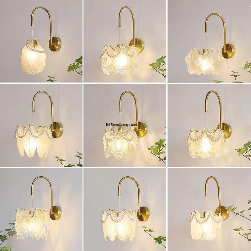 Modern Luxury French Glass Wall & Bedside Lamp for Bedroom, Corridor, and Hall