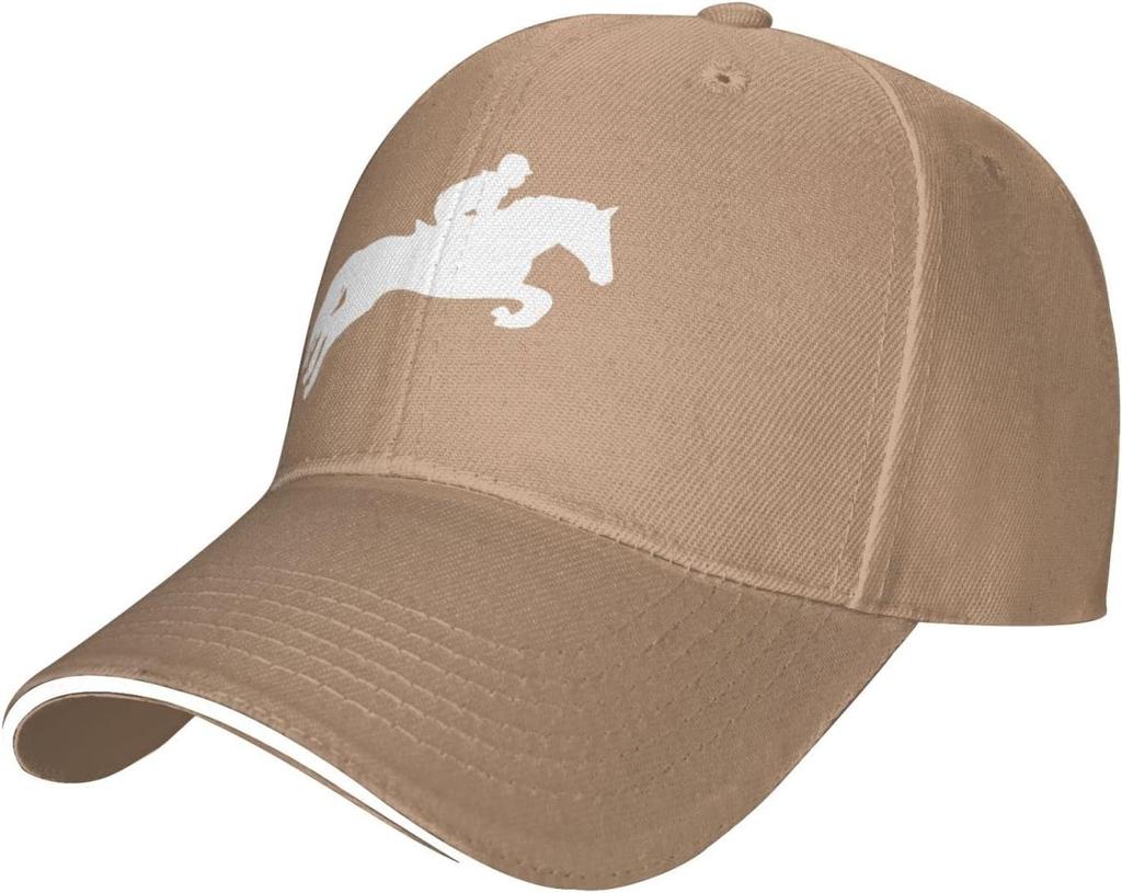 Equestrian Show Jumping Rider Horse Silhouette Baseball Cap Polyester Adult Outdoor Adjustable Sport Cap