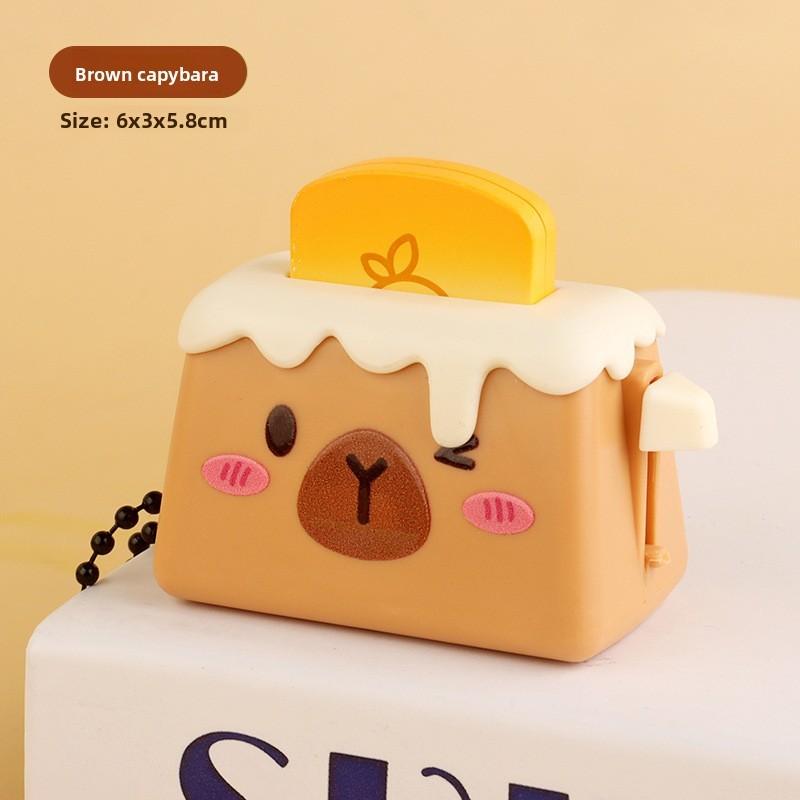

Capybara Creative Panda Keychain With Mini Bread Maker Design For Gift Kids Brown Capybara