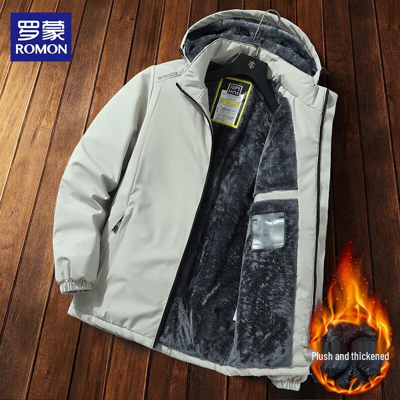 

Romon Men s Hooded Fleece Lined Warm Jacket 2XL