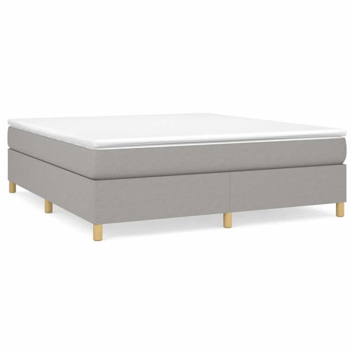 Cadre de lit avec matelas - 160x200cm - Gris clair - Tissu - Ressorts ensachés