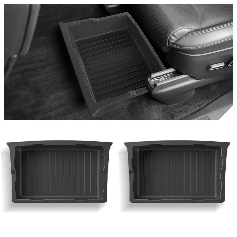 Underseat Storage Box for Tesla Model X Car Seats Drawer TPE Hidden Storage Box Push Pull ModelX Car Interior Accessories