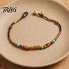 Holiday Gift for Her Bohemian Bracelet Women, Handmade Bamboo Joint Beaded Stackable Bracelet, Ethnic Style Boho Summer Jewelry Adjustable Slide