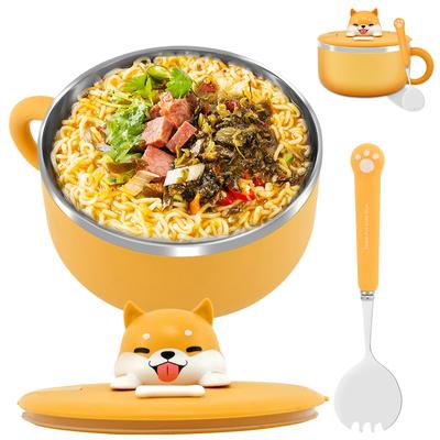 Ciotola per ramen da 1200 ml Ciotola per noodle in acciaio inossidabile con coperchio Ciotole per noodle istantanei resistenti al calore Pentola per cucinare Stoviglie Accessori da cucina