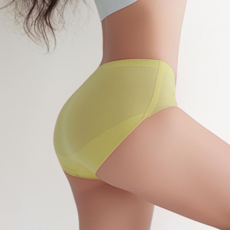 CINOON Women's Sexy Mid-Rise Briefs Solid Color Ultra-Light Second-Skin Panties Invisible Seamless Breathable Triangular Underwear