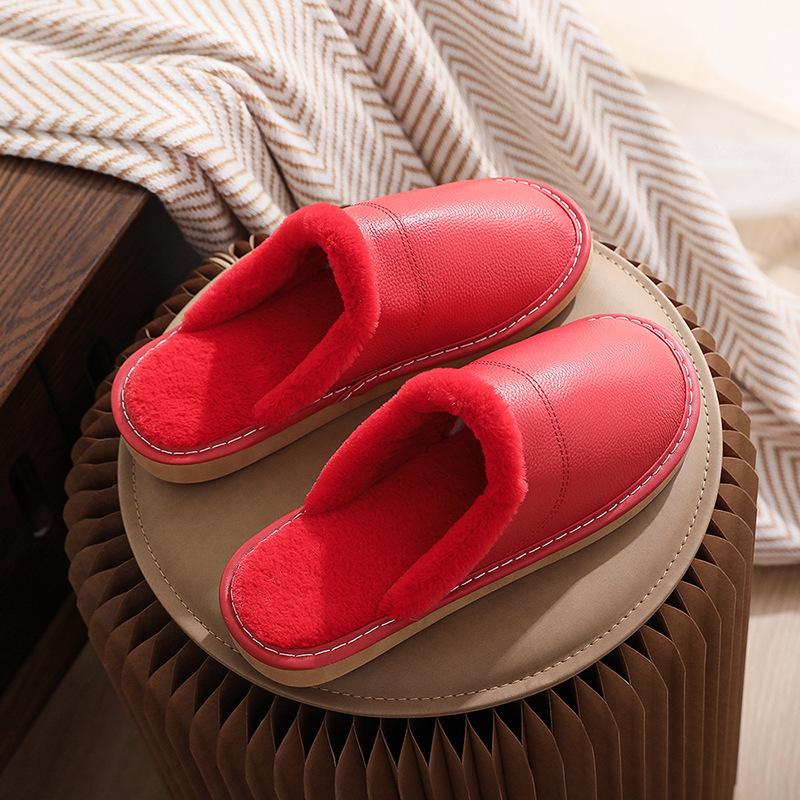 

Модные зимние хлопковые тапочки для женщин - Домашняя обувь на толстой подошве с пушистым и меховым дизайном для пар 35-36 красный