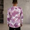 Men Plus Size Round Neck Long Sleeve Printed White T Shirt Casual Pullover
