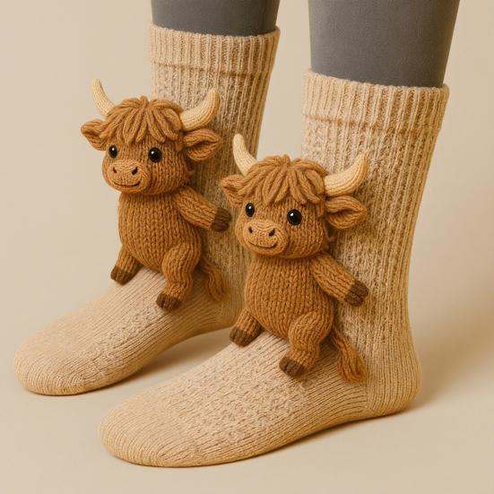 2 Pairs 3D Knit Animal Socks Hand Crocheted Animal Doll Socks Sloth Cute Warm Winter Socks for Men Women Animal Lovers Gifts