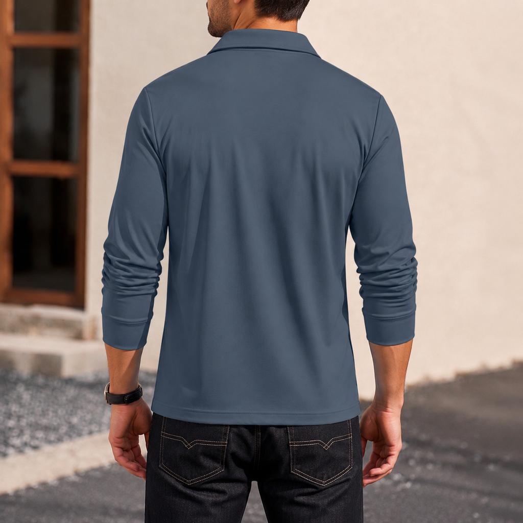 Men's Quarter-Zip Stand Collar Sweatshirt Loose Pullover Top for Daily Wear