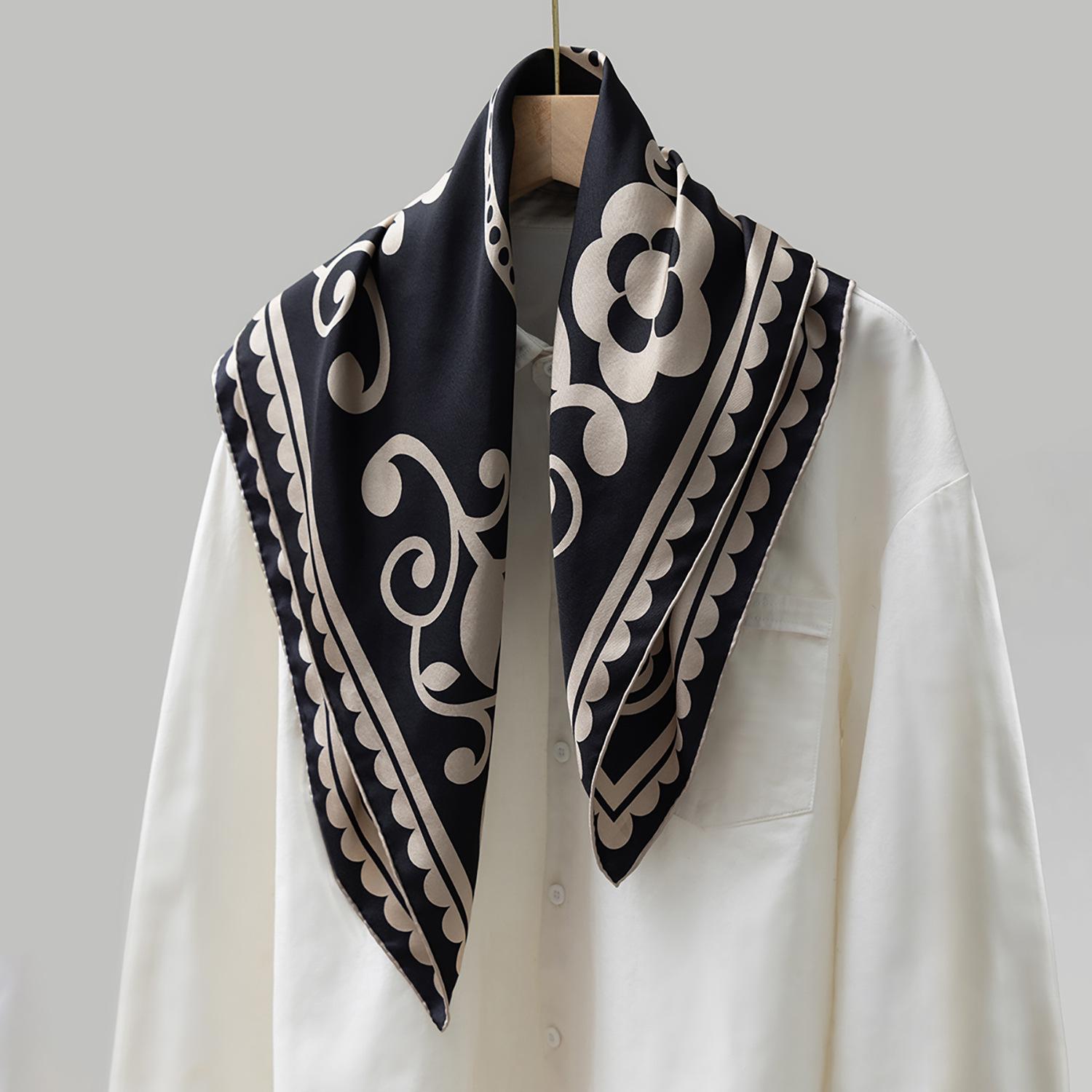 Xiaoxiangfeng Camellia Spring New Versatile Show Temperament 100% Silk Silk Scarf Women s Curled Mulberry Silk Small Square Scarf 65*65cm