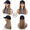 Synthetic Hat Wig with Long Straight Black Hair Baseball Cap Hair Extension Stylish Convenient All-In-One Design for Women