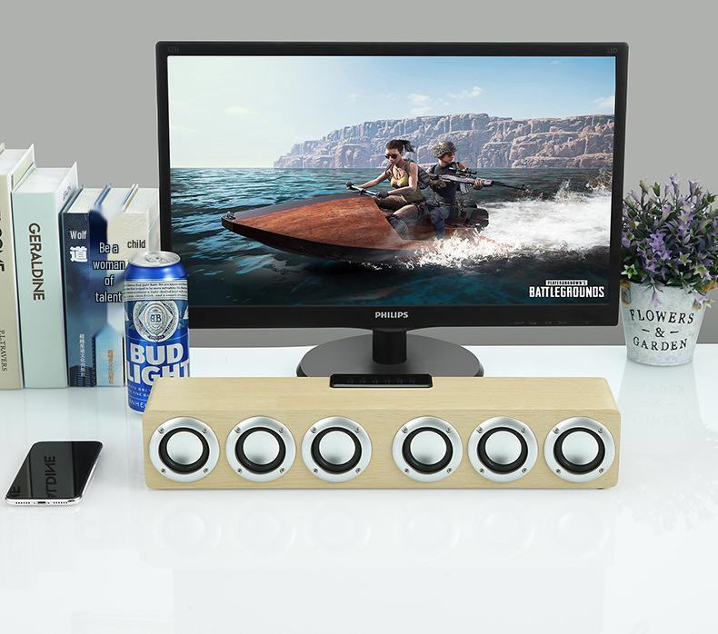 M1 Wooden Bluetooth Wireless Desktop Speaker with 6 Speakers and U Disk Support