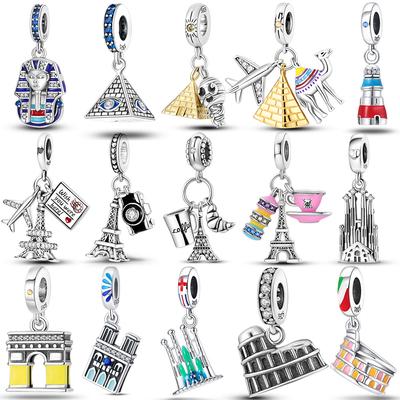 Kupferflecken Serie Anhänger Eiffelturm Ägypten Anhänger Passend für Mula Original Silber Armbänder DIY Schmuck Geschenke