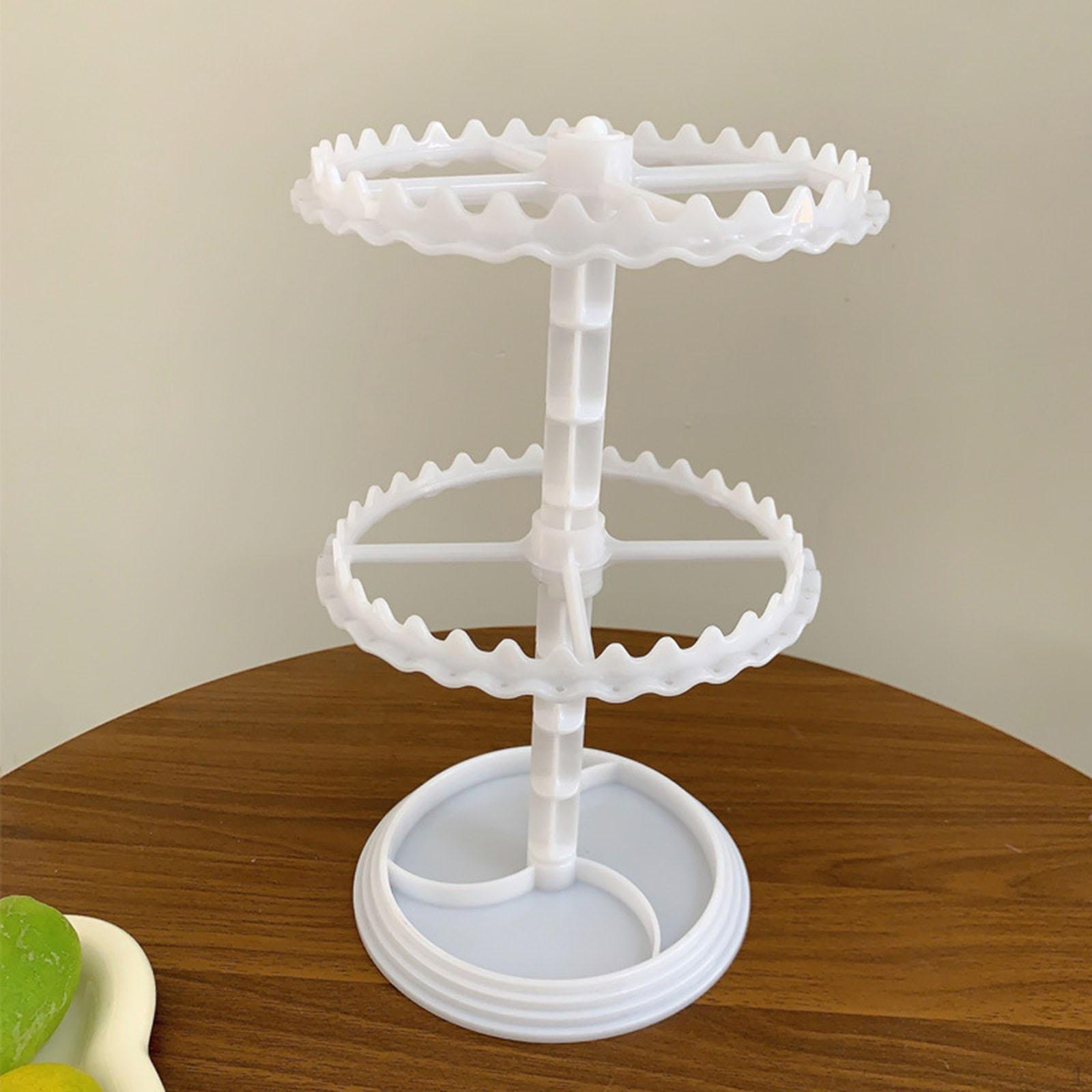 Earring Organizer Holder,Rotating Hanging Rack,Jewelry Display Stand,Storage Rack for Necklace 2 Tier in White