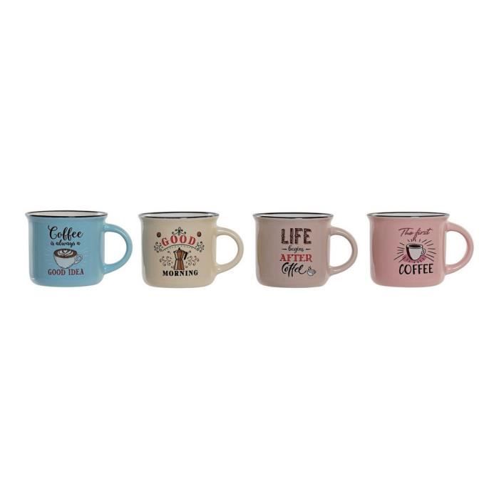 Tasse mug - DKD Home Decor - Coffee - Porcelaine Bone China - 180 ml - 4 pcs