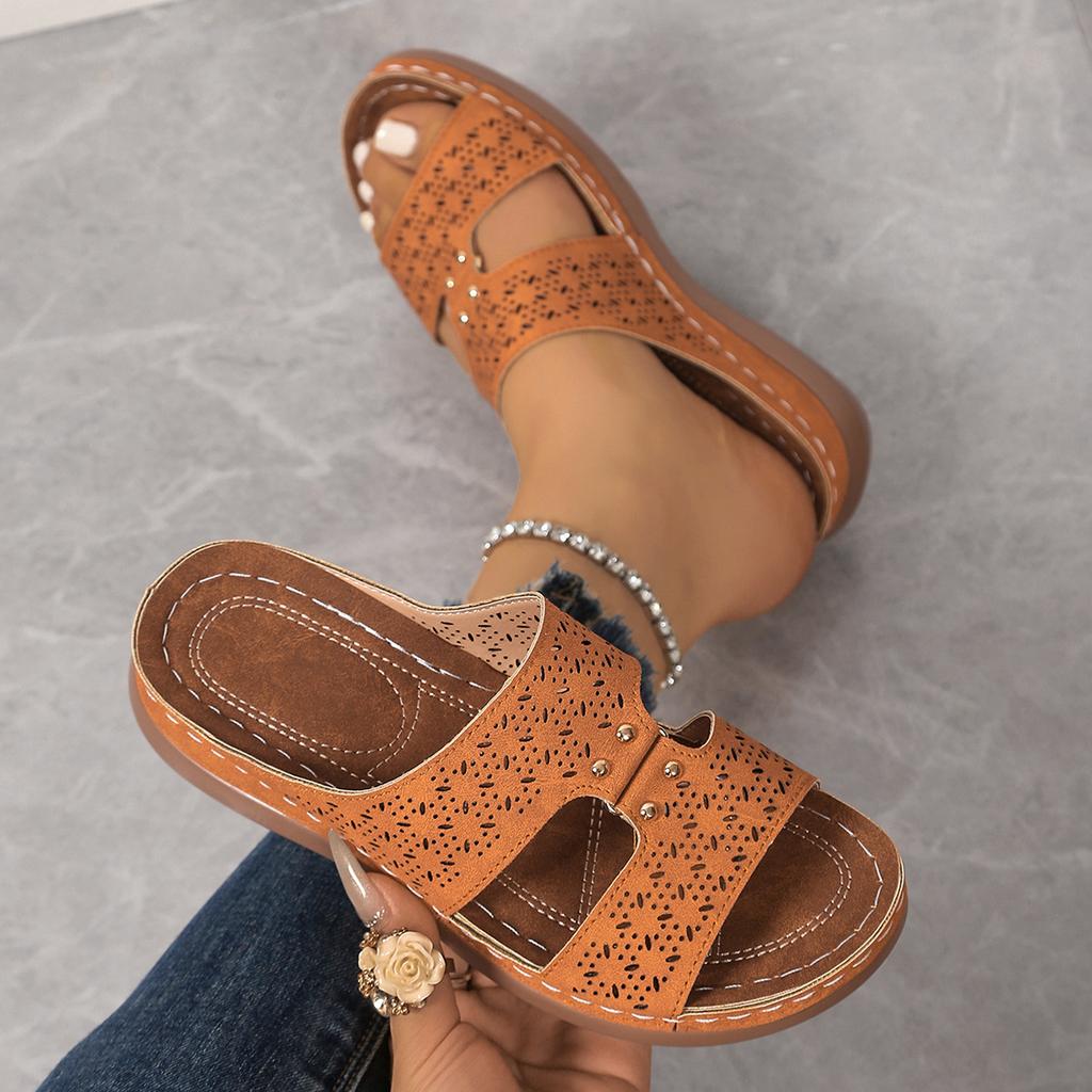 Summer thick-soled slippers large size casual fish mouth I-shaped thick-soled beach slippers