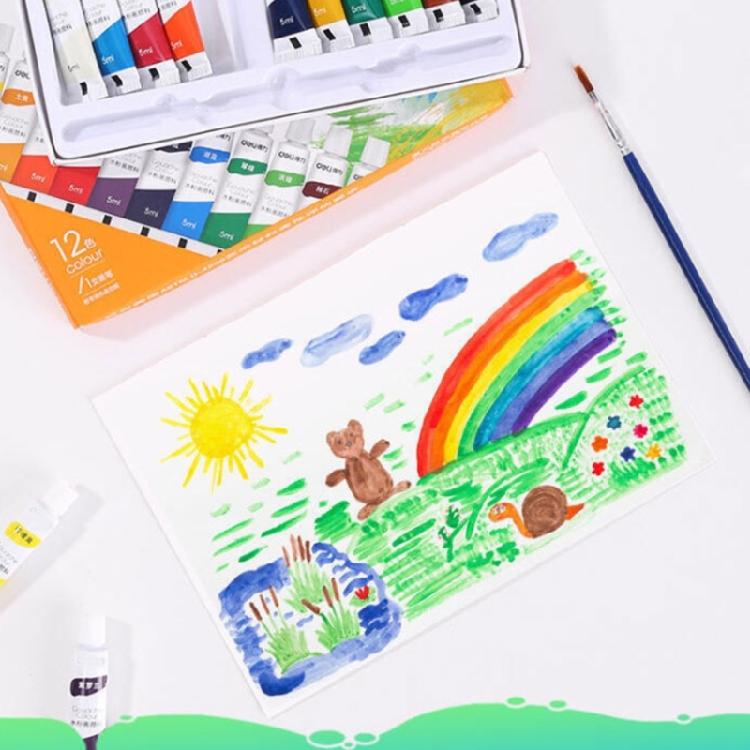 Gouache Pigment Tubes (5ml/Tube) 12 Color Gouache Painting Color Water-Based Paint for Children Student Art Painting