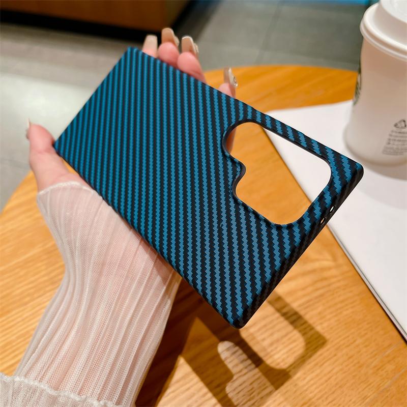 Ultra-Thin Carbon Fiber Pattern Phone Case For Samsung S22 S23 S24 S25 Ultra Plus Note 20 10 Plus Slim Shockproof PC Hard Cover