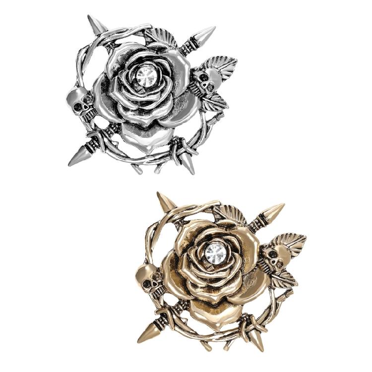 Stylish Skull Rose Brooch Unique Alloy Jewelry Fashion Brooch Clothing Jewelry Suitable for Music Festivals and Parties