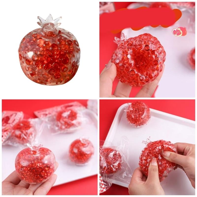 Squeeze Pomegranate Ball with Beads for Stress Relief Squeeze Fruit Toy Funny Sensory Toy For Kid Adult Men Women