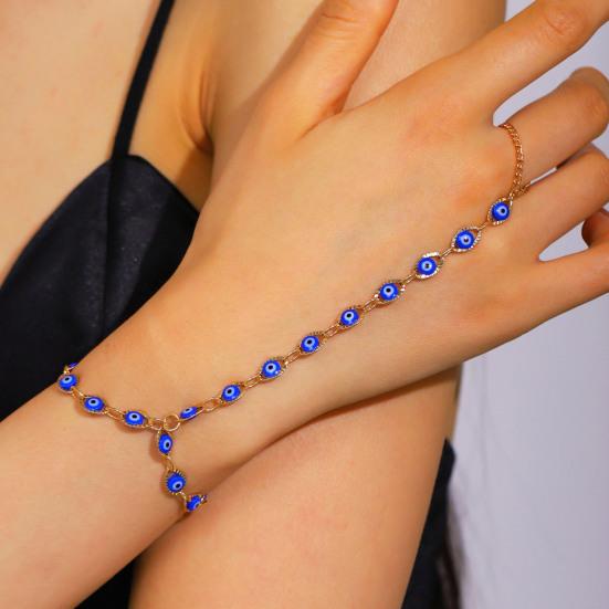Bracelet High Saturation Dripping Glaze Blue White Eye Shape One-Piece Ring Integrated Design Bracelet Turkish Eye Symbol Bracelet