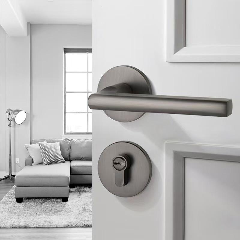 High Quality Door Handle Lock Set Gray Aluminium Door Handles Luxury Heavy Duty Privacy Door Lever Handle with Lock