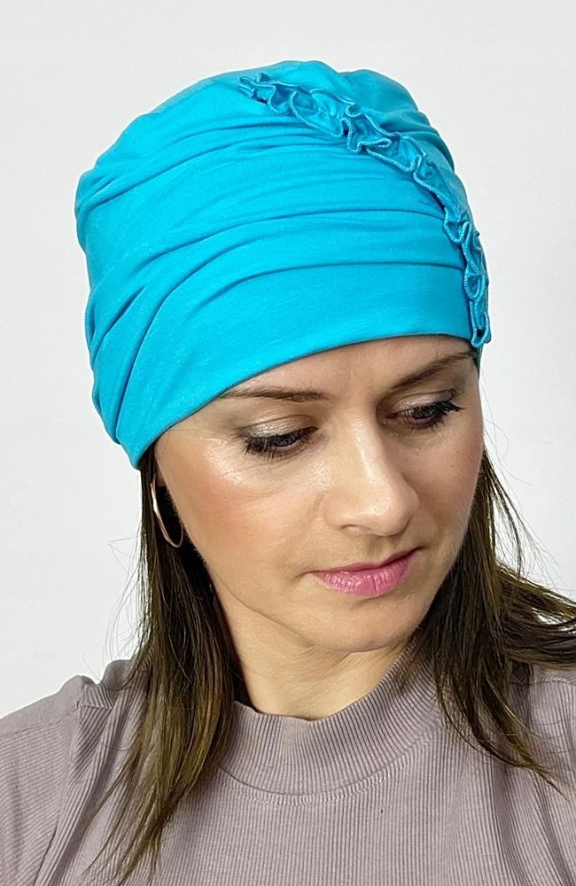 Kalina Bamboo Turquoise Turban Fashionable Double Cap Even After Chemotherapy