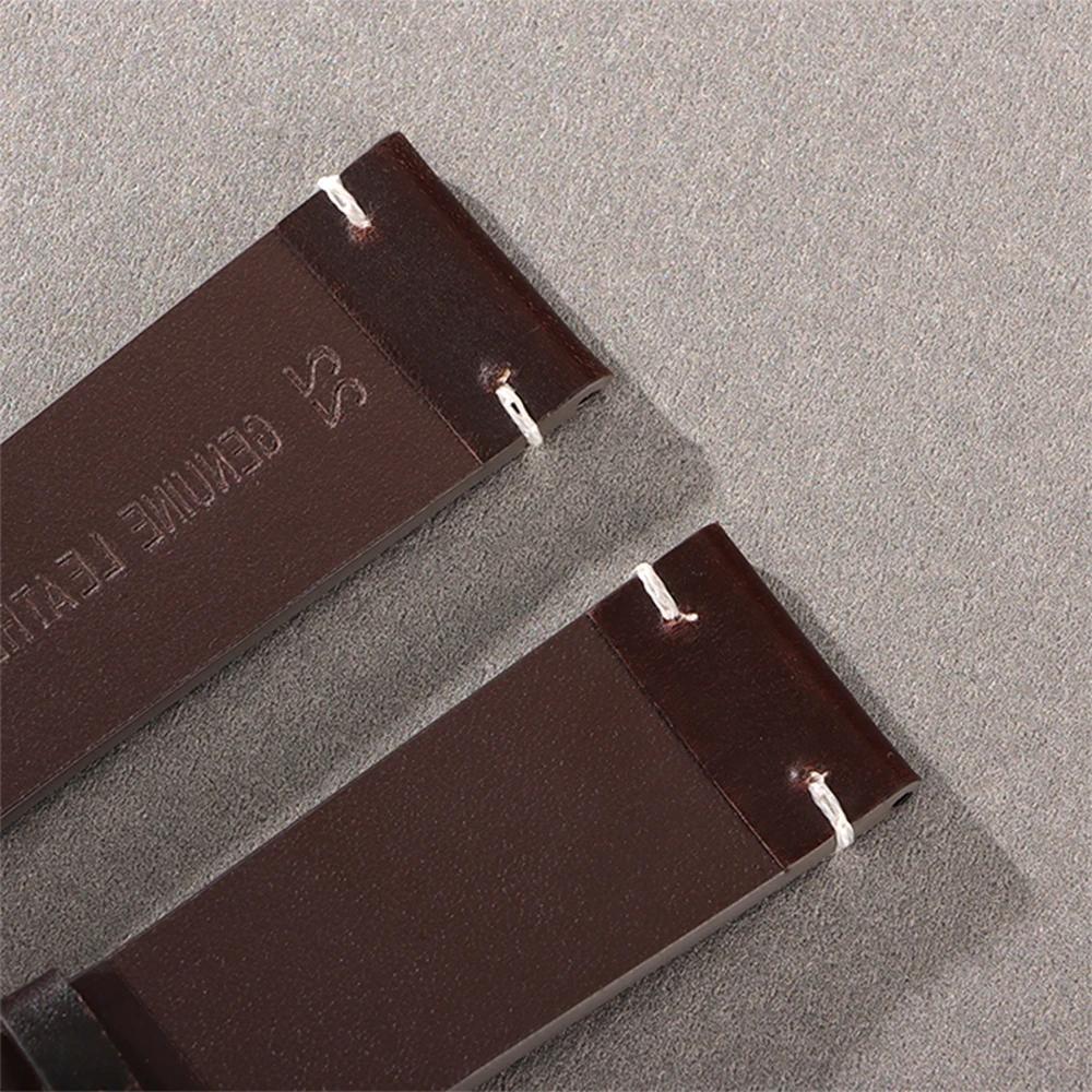 18/19/20/21/22/24mm Handmade Watch Band Vintage Oil Wax Cowhide Watch Strap Blue Red Green Quick Release Bracelet for Men Women