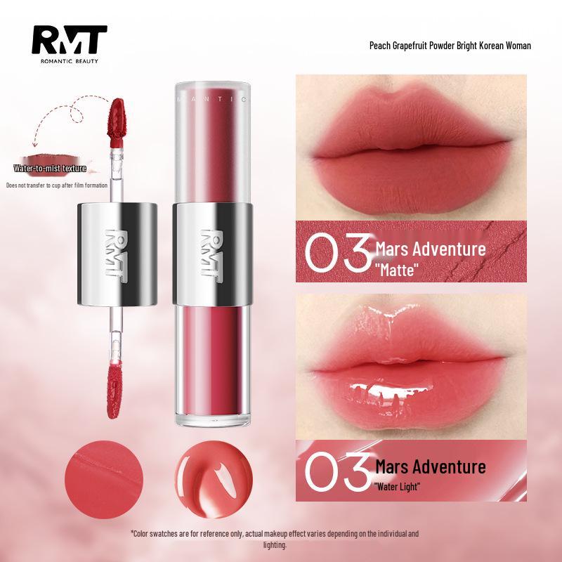 Luo Xiaoman Double-Ended Lip Glaze: Mirror Water Gloss and Nude, Non-Sticky Formula, 2.7g Each