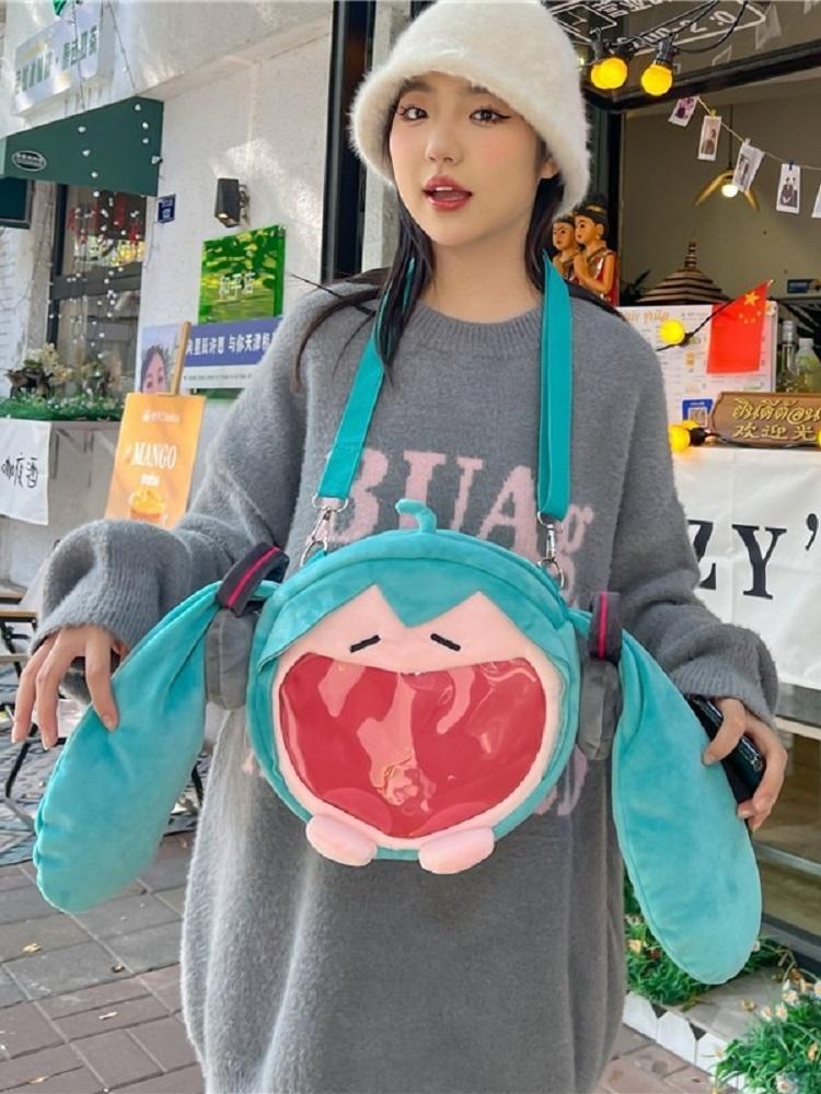 Hatsune Miku Shoulder Bag New Backpack Cute Anime Girl Plush Cartoon Kawaii Knapsack Student Bag Packet Gifts Toys