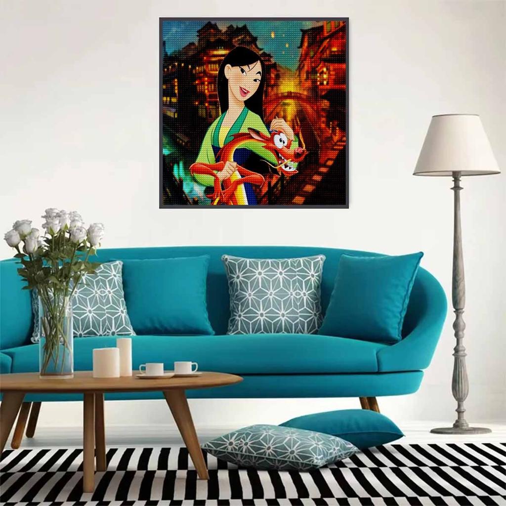 DIY Diamond Painting Round Diamond Mulan and The Fox Full Diamond Mosaic Home Decoration Painting Cross Stitch Kit