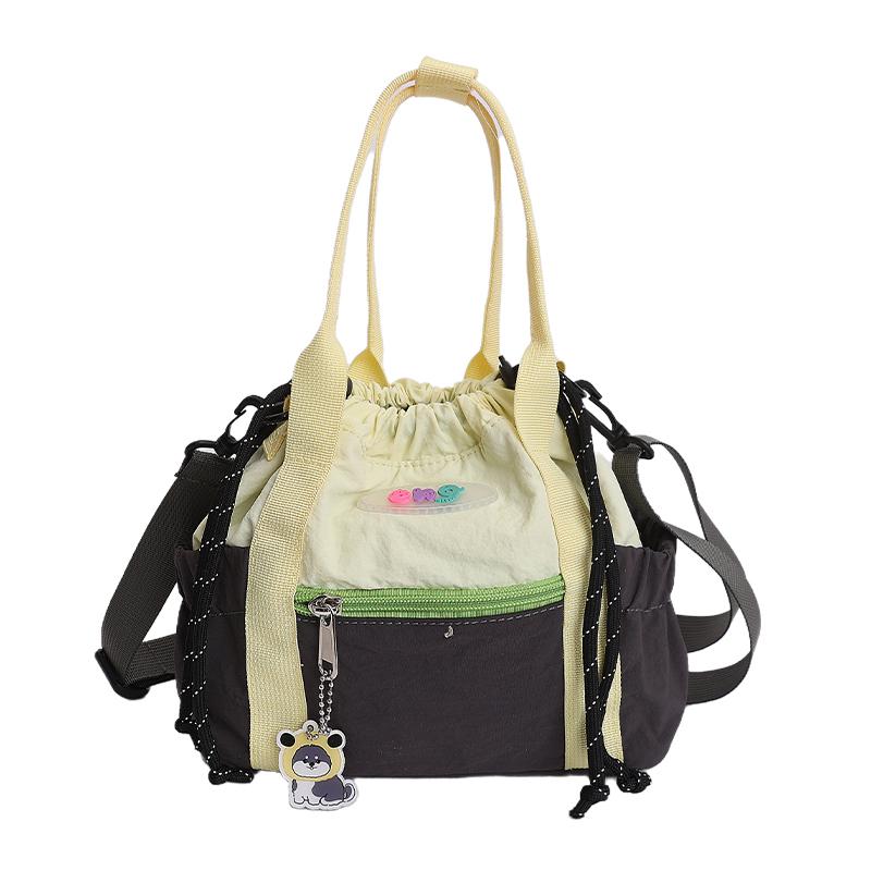 New Stylish Design Solid Color Nylon Handbags 2026 High Quality Sewing Thread Soft Shoulder Bags Large Capacity String Sweet Bag