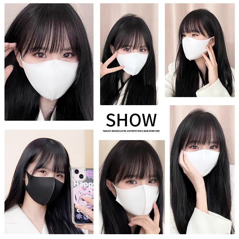 2024 Fashionable Unisex Black Ice Silk Cotton Mask - Lightweight, Breathable & Washable