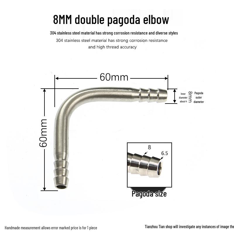 304 Stainless Steel 90° Welded Elbow Hose Fitting - Sizes 6, 8, 10, 12