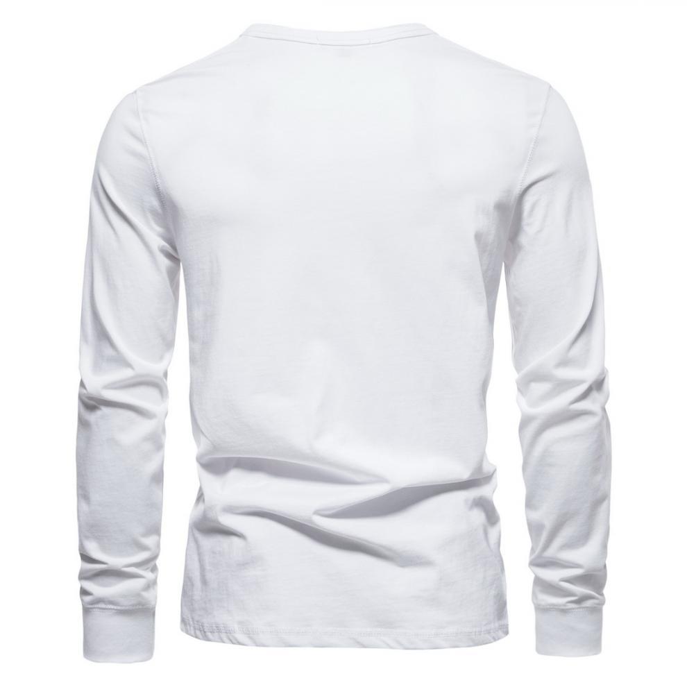 2023 Men's European & American Henley Collar Long Sleeve Solid Casual T-Shirt
