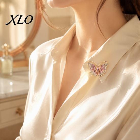 Golden Tone Butterfly Accessories Rhinestone Brooch for Women, Vintage Insect Lapel Pin, Jewelry Decorative Accessory Clothes Scarf Shawl Dress