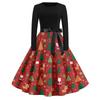 Women's Casual Fashion Round Neck Christmas Printed Vintage Dress