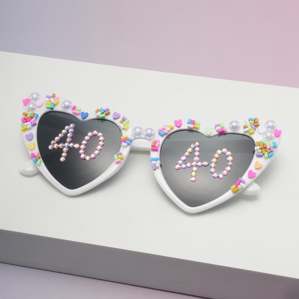 Lovely Birthday Gift with Diamond-encrusted and Pasted Sunglasses for Women Cute Sun Glasses Romantic Party Gift