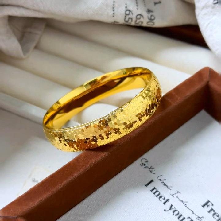 Gold 14mm Princess Bangle: Flashing Crushed Ice Light Luxury Versatile Bracelet Jewelry