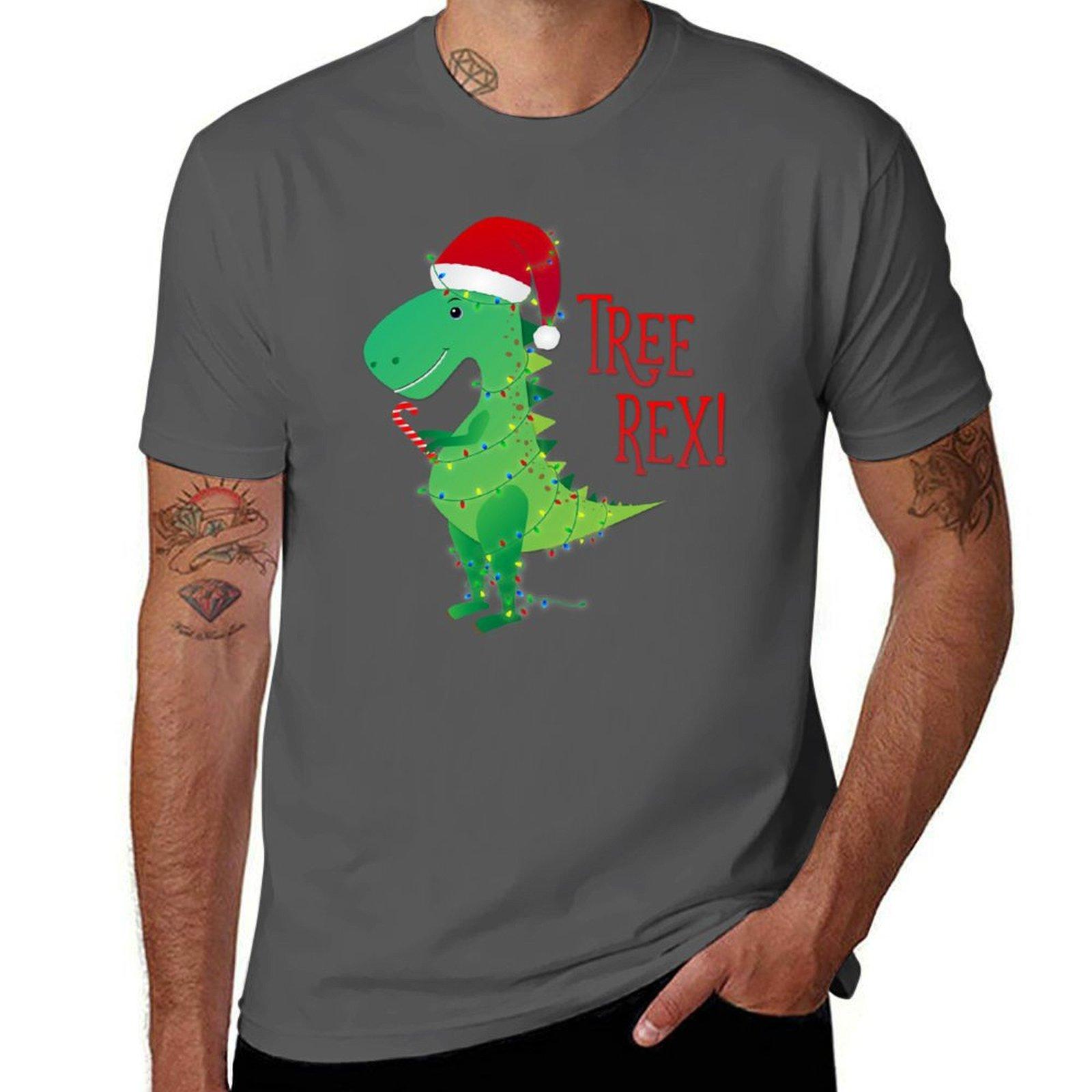 

Christmas Tree Rex T-Shirt black cotton t-shirt plain for man package man t shirt heavy cotton man t shirt summer T-Shirt 4XL