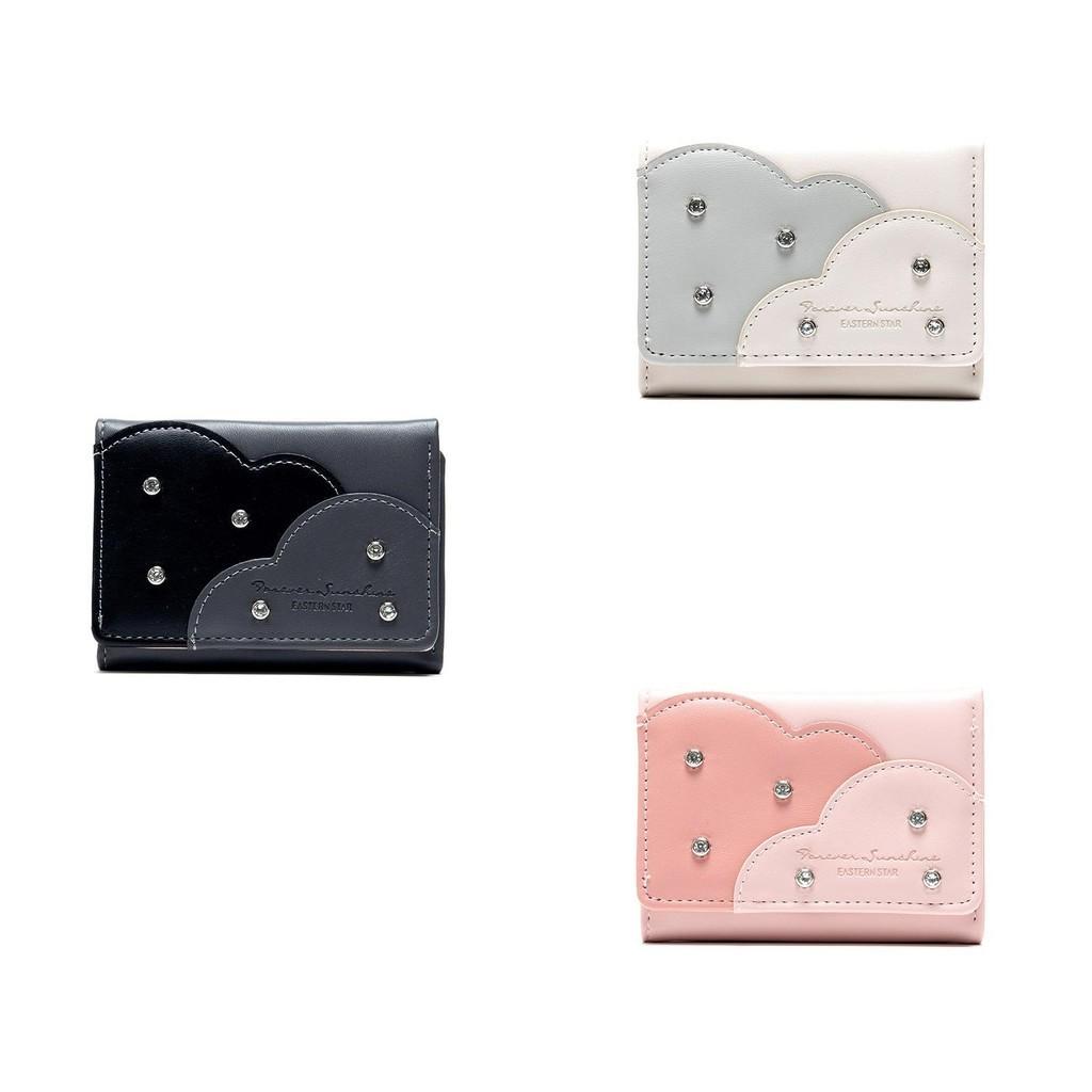 New Pu Material Large Capacity Multi-card Slots Simple Rivet Student Korean Style Ladies Tri-fold Coin Purse Cross-border