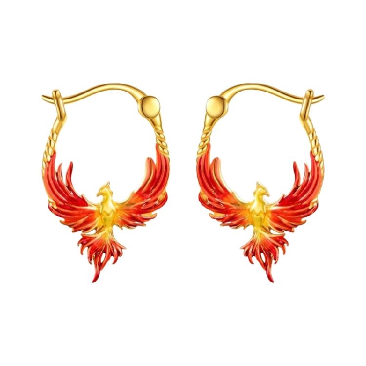 

Сучасні металеві сережки-кільця Фенікси Легкий дизайн Матеріал, дружній до шкіри Ідеальний подарунок для неї 1