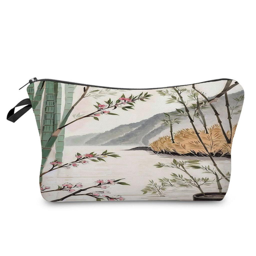 Women Bamboo grove Print Cosmetic Bag Toiletries Organize Travel Storage Case 6888