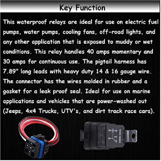 80A/60A 50A/30A 12V Waterproof Automotive Relay With Socket 5-Pin Relay Switch For Marine Automotive Fan Multi-purpose Relay Kit Relays 5