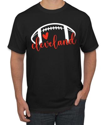Fan Of City of Cleveland Football Red Heart Script Writing Men TShirt Unisex T-Shirt