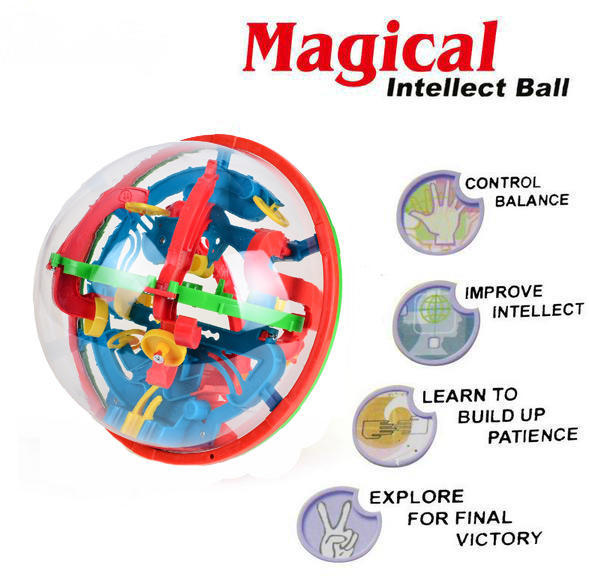 100 Steps Ball Small Size 3 D Labyrinth Magic Intellect Ball Cubes Marble Puzzle Brain Teaser Game