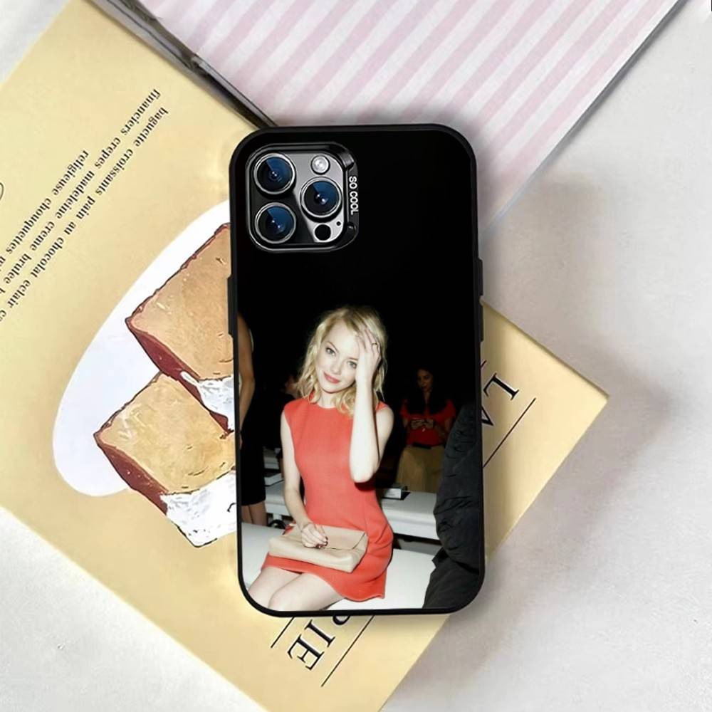 Emma Stone Phone Case For iPhone 17,16,15,14,13,12,11 Plus,Pro Max,XS,Colored Silver Plated Inside Cover